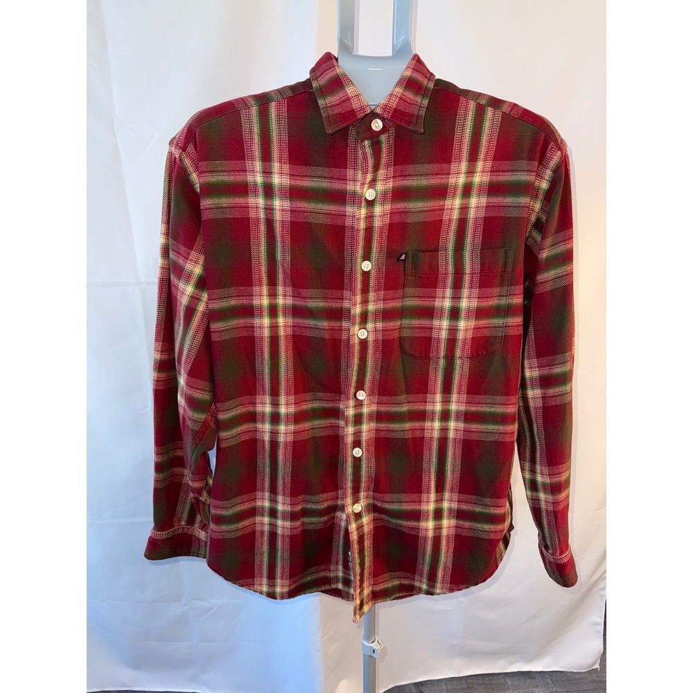 Polo Jeans Co‎ Ralph Lauren Mens Small Red Green Plaid Flannel Button Down Shirt